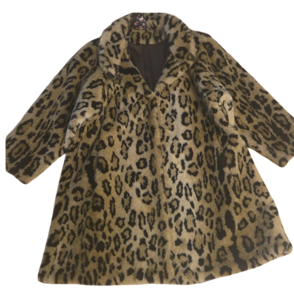 Leopard Print Faux Fur Coat